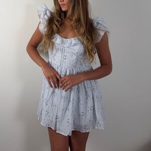 Lulus Light Blue Ruffled Mini Dress